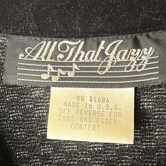 All That Jazz Knit Blazer Size 9/10 Black & White Houndstooth Velvet Accents VTG - Picture 12 of 16